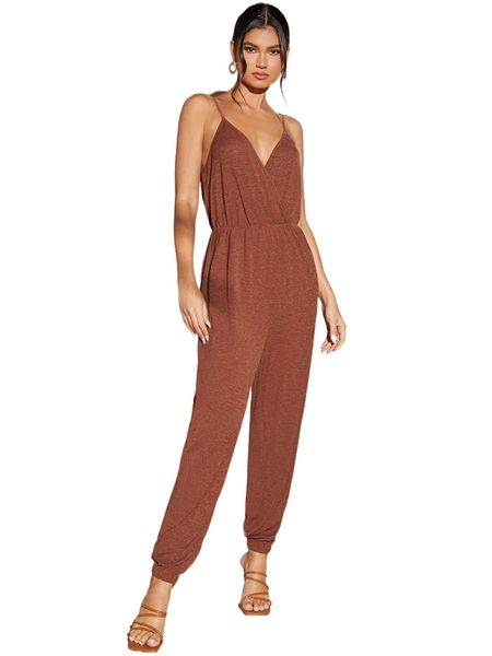 

surplice neck cami jumpsuit m0e2#, Black;white