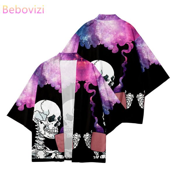 

plus size 6xl 5xl 4xl 3xl xxl skull print loose japanese cardigan women men harajuku kimono cosplay blouse yukata clothing, Red