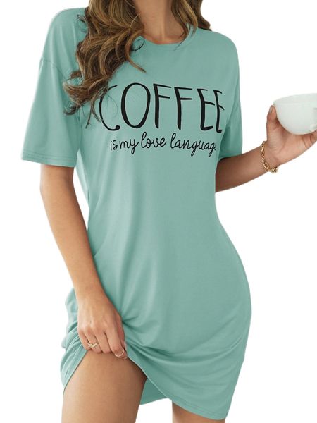 

slogan graphic drop shoulder nightdress n0ta#, Black;red