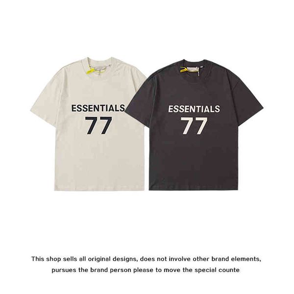 

designer t shirts oversized fog amirss essentials season double line leisure sports flocking print number short sleeve high street, White