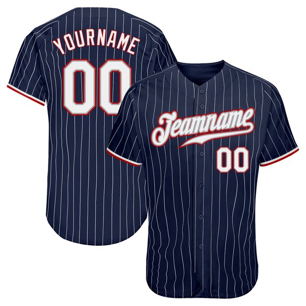 

custom navy white pinstripe white-red authentic baseball jersey, Blue;black