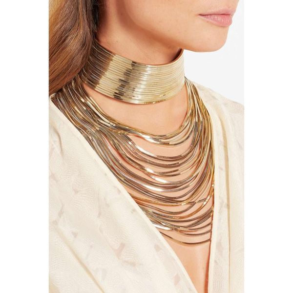 Chokers Luxus Metallkette Choker Maxi Glänzende Halskette Ägypten Stil Trendy Mehrschichtige Hochzeit Collier Modeschmuck Ethnische Vintage