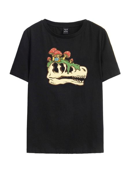 

x allyartdesigns skeleton & cartoon graphic tee n4ji#, White