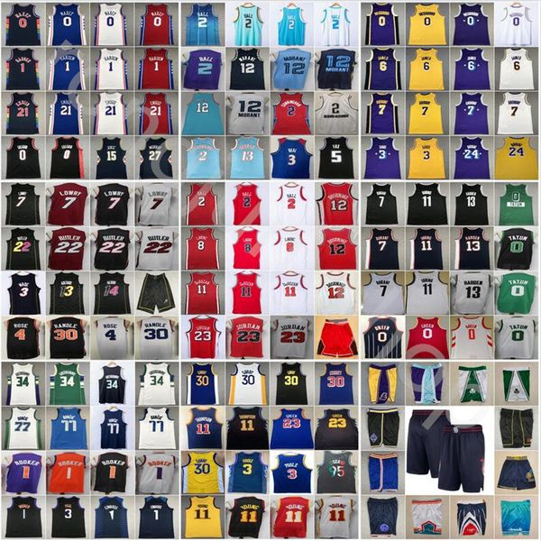 

75th basketball ja morant jersey stephen curry lamelo ball lillard trae young zach lavine devin booker kevin durant luka doncic antetokounmp, Black;red