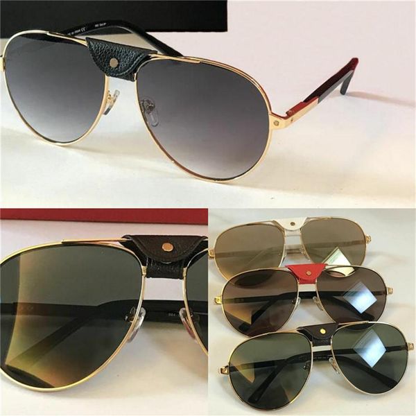 

new fashion design sunglasses 0096 retro pilot metal frame with small leather vintage avant-garde pop style whole 319h, White;black