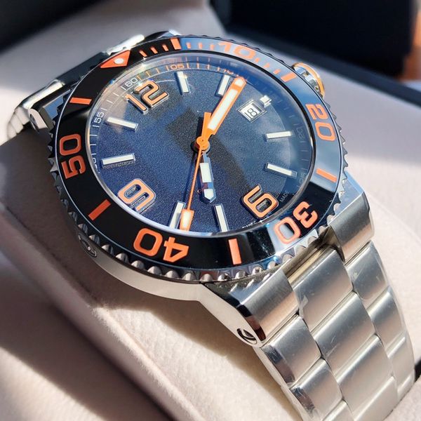 

sports diving men's watch designer 43mm ceramic large dial luminous stainless steel strap sapphire mirror 500 waterproof sw200 swiss mo, Slivery;brown