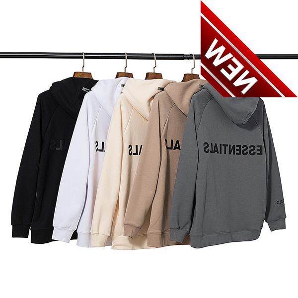 

chao brand plush fog ess back letter reflective double line zipper hoodie, Black