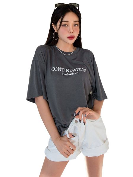 

dazy l.etter graphic d.rop s.houlder tee u96s#, White