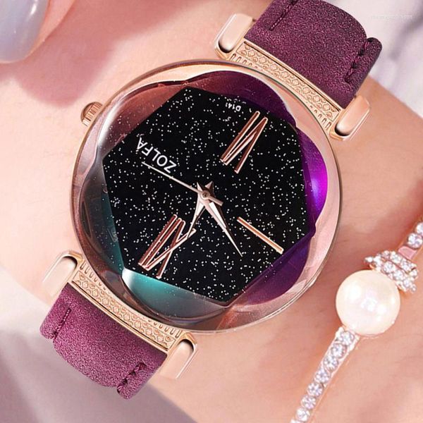 Нарученные часы Ladies Classic Watches Starry Sky Purple Quartz Watch Top Style Fashion Fashion Breard Braceale 2022 #108
