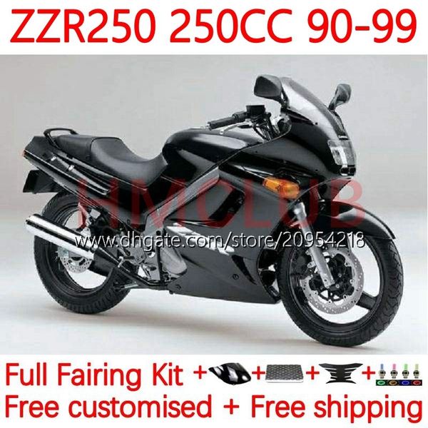 Body Kit für Kawasaki Ninja ZzR250 ZZR-250 90 91 92 93 94 95 96 97 98 99 Bodywork 16no.25 ZZR 250 CC 1990 1991 1992 1993 1994 1995 1996 1998 1999 OEM-Verkleidung Matte Schwarz