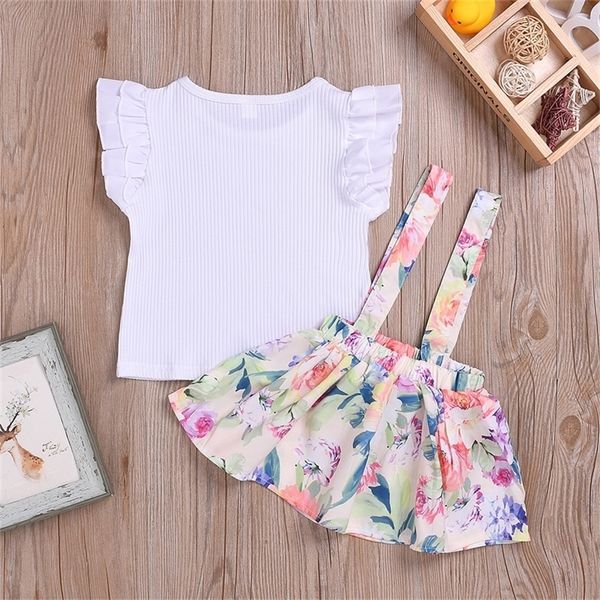 

cotton printed strap dress suit girls clothes l4.17 220425, White