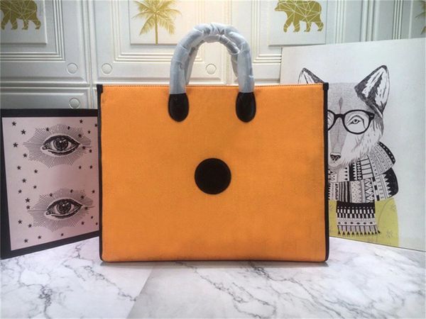 

fashion worldwide 630353 size 43cm 34cm 18.5cm classic luxury fashion canvas orange leather tote bag ladies shoulder bag