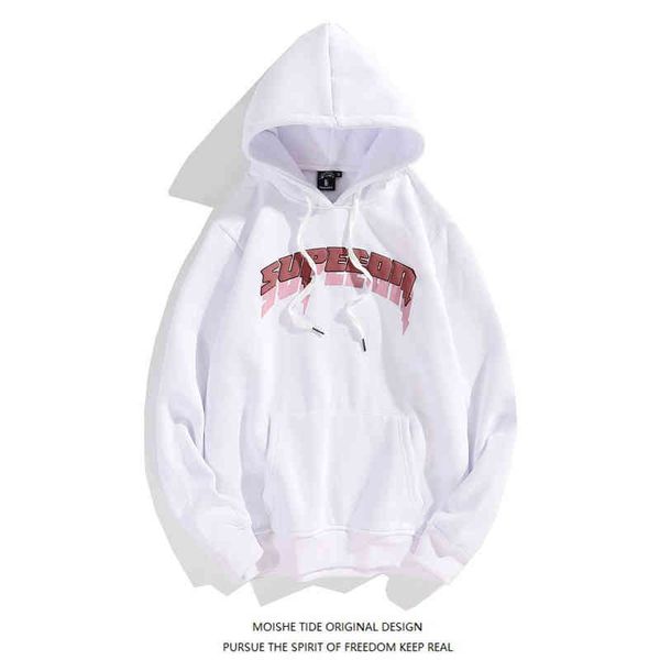 

moishe tide harbor style autumn winter hooded plush sweater men's and women's fashion loose bf long sleeved couple ins coat, Black