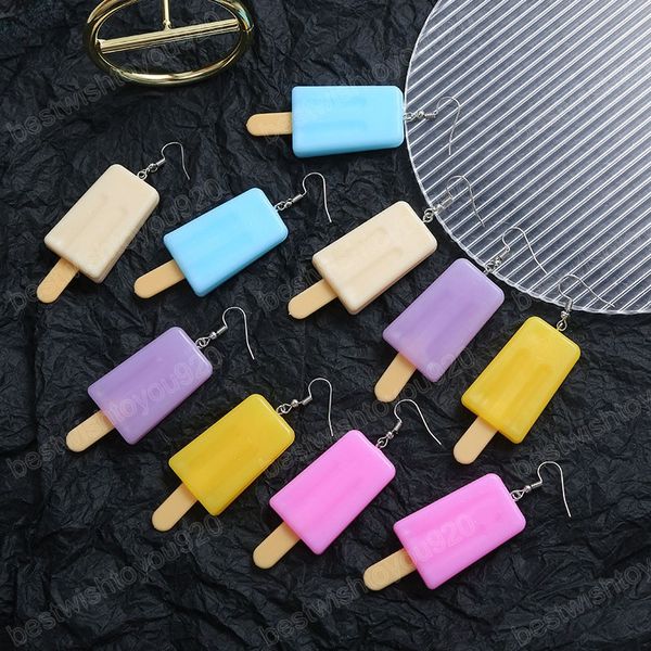 

sweet candy color ice cream dangle earrings for women girl summer trendy student star drop earrings birthday gift, Silver