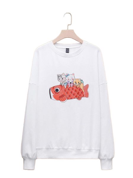 

x ppmid cartoon graphic drop shoulder sweatshirt x4ez#, Black