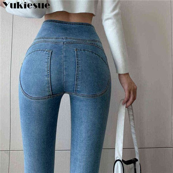 streetwear vita alta moda donna jeans donna ragazze donne pantaloni skinny matita pantaloni donna jean femme denim mom jeans T220728