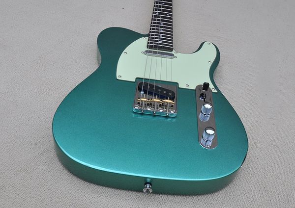 

factory custom metal green electric guitar with white pickguard chrome hardware rosewood fretboard can be customized