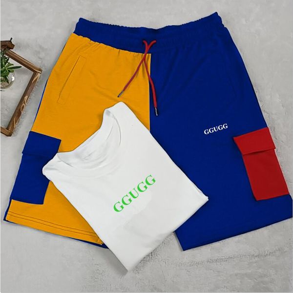 

2022 new men's tracksuits luxury designer cotton t shirt and short pants 2 piece sets clothing mens shorts summer jogging training spor, Gray