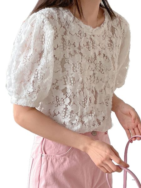 

dazy puff sleeve lace 54y0#, White