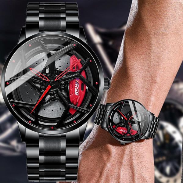 Orologi da polso Real 3D Sport Car Wheel Rim Watch Fashion Unique Custom Orologio da polso da uomo impermeabile RS8 Quartz Relogio MasculinoWristwatches