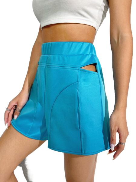 

cut out seam detail shorts a19r#, White;black