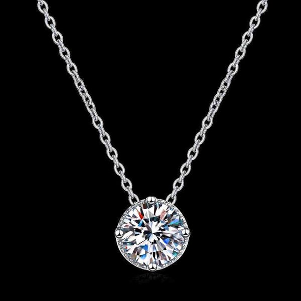 

luxury 925 silver 1 ct excellent cut d color pass diamond test mossanite necklace