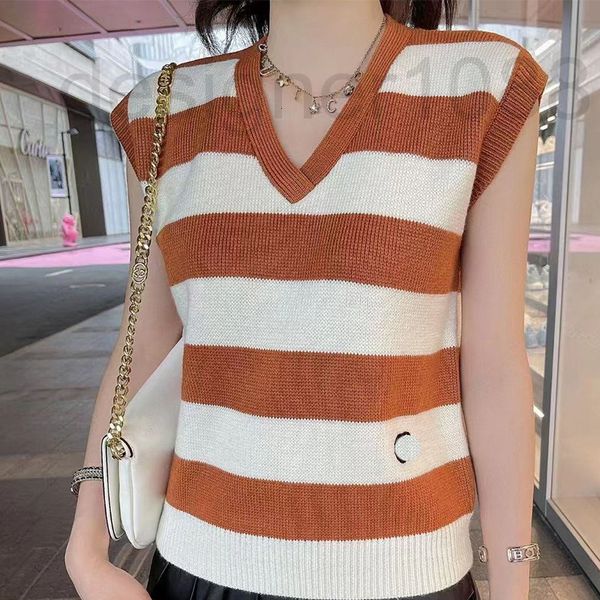 

women's tanks & camis designer knitted striped sleeveless vest v-neck female letter embroidery casual versatile 2022 new aging u6ou, White