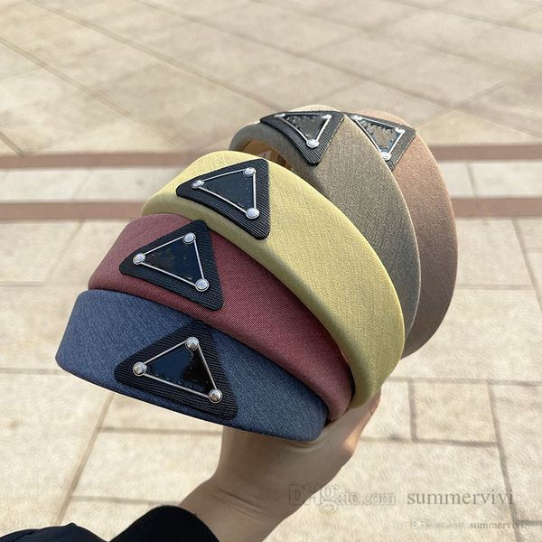 

luxury old girls letter triangle hair sticks kids sponge wide hairbands designer children princess accessories q6990, Slivery;white