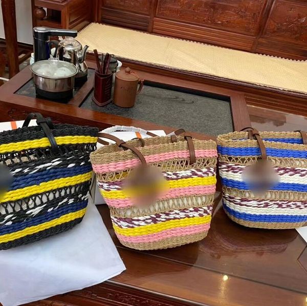 

raffia straw weave totes designer leisure vacation shoulder bags womens sandbeach color high capacity luxury shopping bag handbag