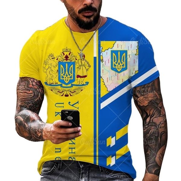 

ukraine flag mens 3d printing tshirts summer fashion colorful polyester round neck casual loose tees oversized t shirts 220607, White;black