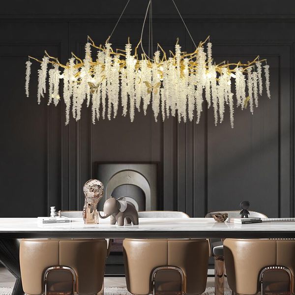 Nuove lampade lampadario strip art ramo creativo soggiorno sala da pranzo americana lampada illuminazione decorativa in cristallo