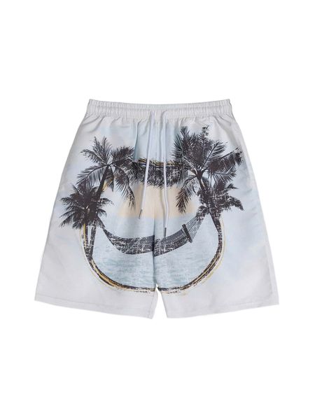 

romwe guys tropical graphic drawstring shorts f5q7#, White;black
