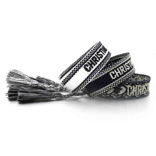 

brand fashion classic bangles jewelry men women handmade cotton signture embroidery luxury bracelets designer woven bangle fabrics bracelet, Black