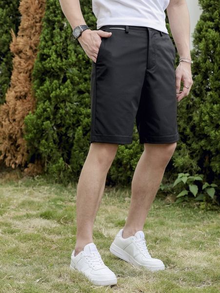 

men solid slant pocket shorts b3mn#, White;black