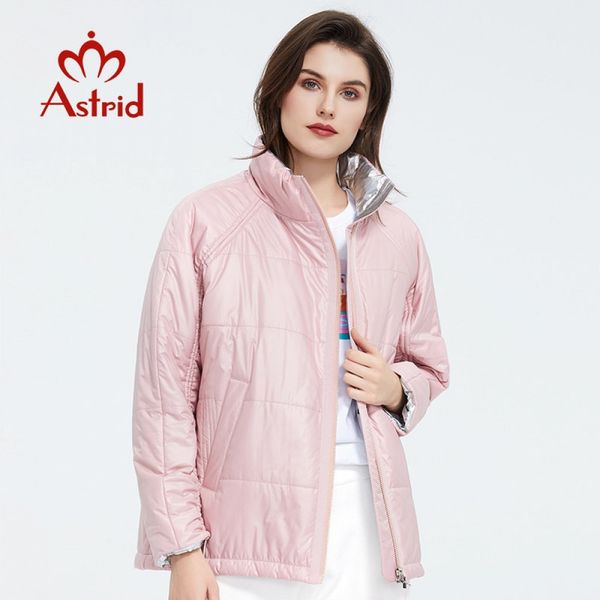 

astrid spring women parka brand coat warm jacket thin cotton bright colors short standing collar zm3053 201027, Black