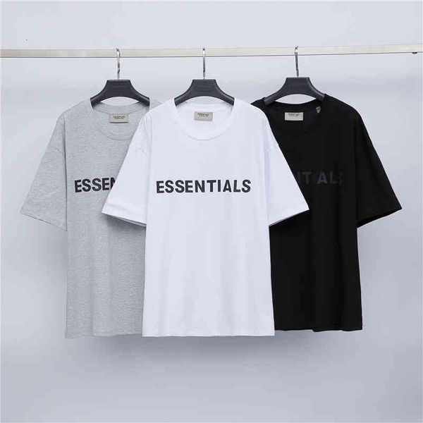 

men's t-shirts essentials short sleeve feel of god double line high street ins loose men's and women's lovers fog base t-shir, White;black