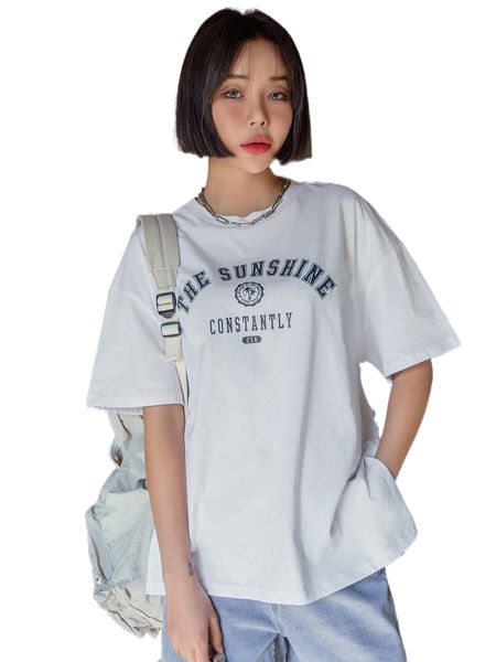 

dazy letter graphic drop shoulder tee 45xt#, White