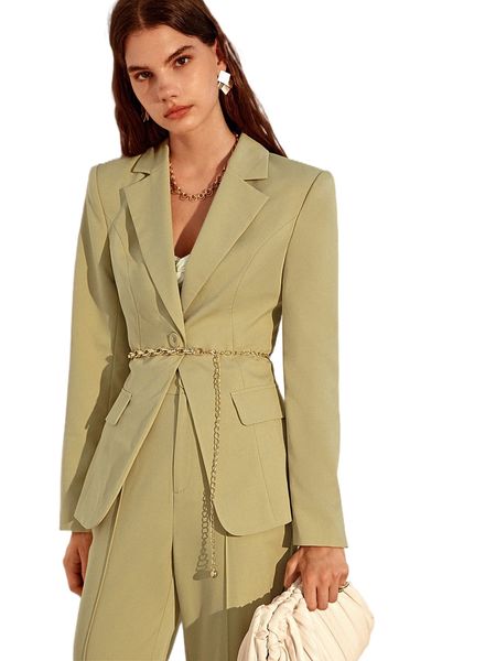 

lapel neck single breasted blazer without belt n52v#, White