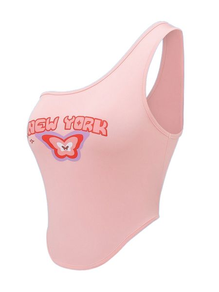 

letter & butterfly one shoulder p5ai#, White