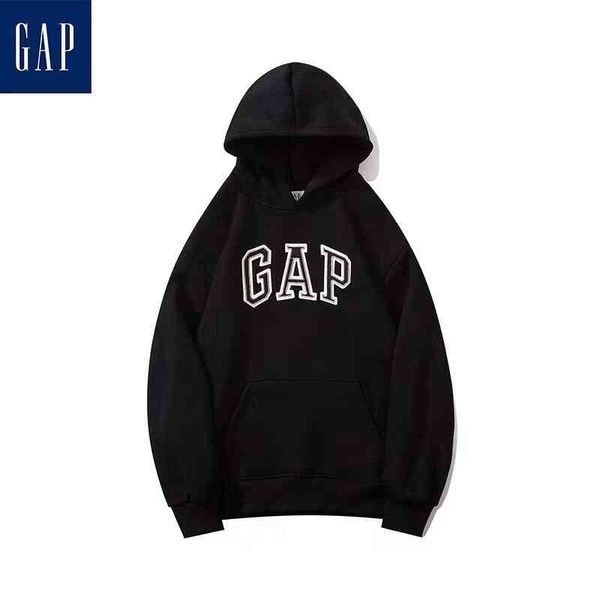

brand hoodie genuine gap fashion br sweater 2021 spring autumn embroidery simple pullover men's women's same lover's spo 02ye, Black