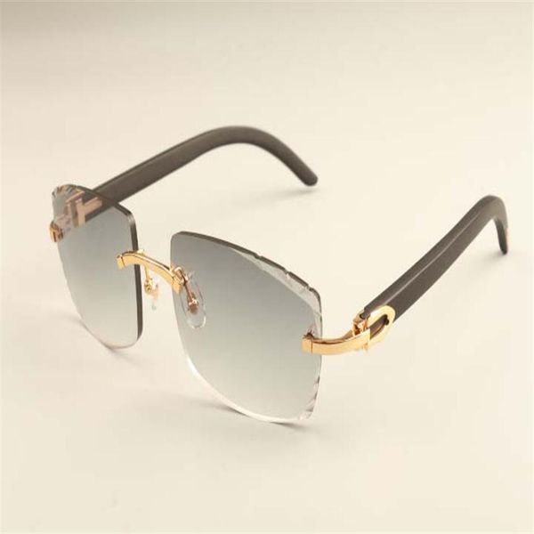 

2019 new factory direct luxury fashion ultra light sunglasses 3524015-d natural black wooden temple sunglasses engraving mirror348a, White;black