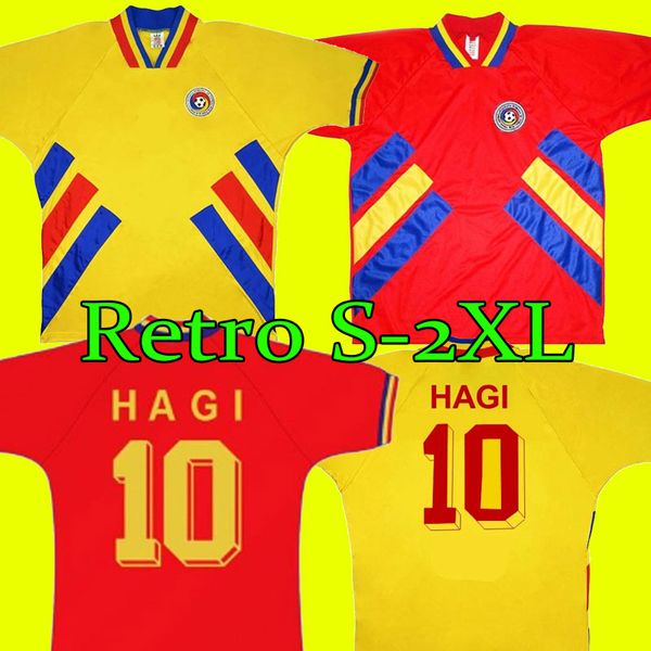 

world cup national team retro 1994 romania soccer jersey home away red yellow 94 vintage football shirt #10 hagi #6 popescu #9 raducioiu, Black;yellow