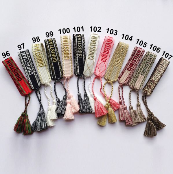 

classic brand fashion bangles bracelets luxury women men handmade signature embroidered woven tassel adjustable bracelet jewelry friendship, Black