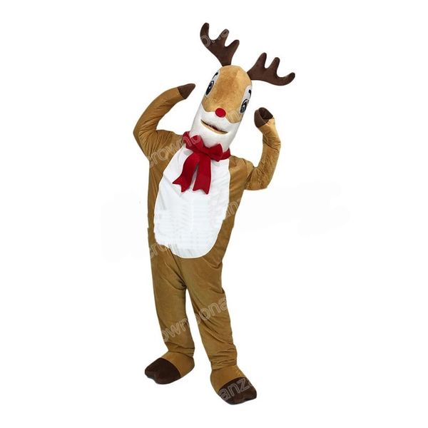 

halloween brown elk deer mascot costumes cartoon mascot apparel performance carnival size promotional advertising clothings, Red;yellow