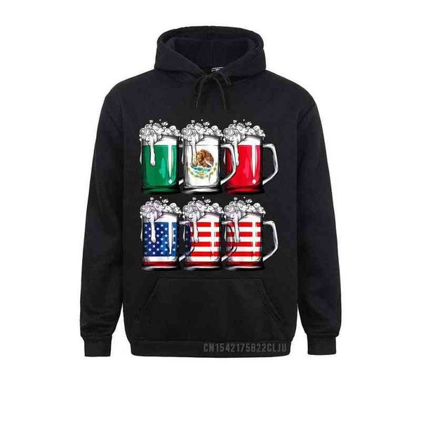 Birra bandiera americana messicana con cappuccio Cinco de Mayo Donne calde con cappuccio per uomini per uomini Feode Stampare Cappucce 2021 Fashion G220511