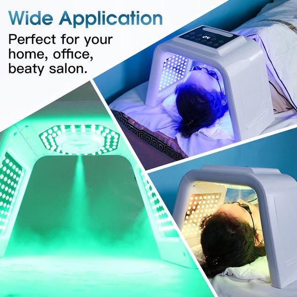 LED PDT Light Photon Therapy Machine Maschera facciale 7 colori Trattamento dell'acne facciale Ringiovanimento della pelle Sbiancamento Anti invecchiamento Rimozione delle rughe Spruzzo di ossigeno nano acqua
