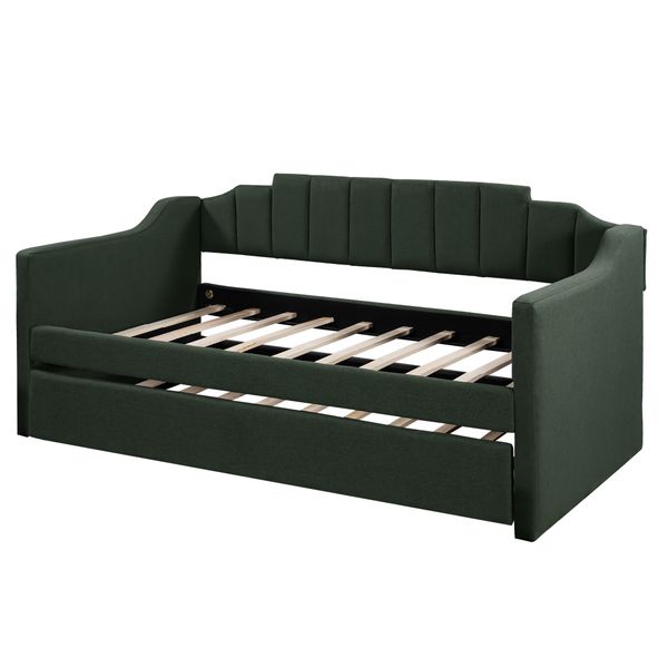 

2022 bedroom furniture upholstered twin daybed with trundle green gray