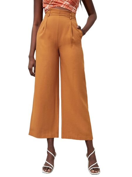 

high waist crisscross tie back wide leg pants j9dz#, Black;white