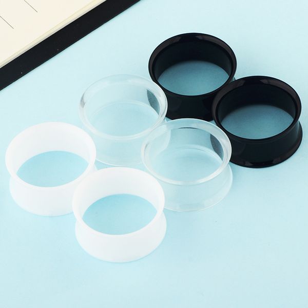 12pcs brancos pretos pretos transparentes acrílicos túneis de túnel plugue de orelha piercing piercing dupla curva expansor de gente punk rock grunge jóias para homens para homens mulheres