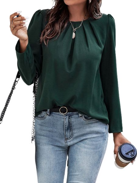 

keyhole back puff sleeve blouse r4af#, White